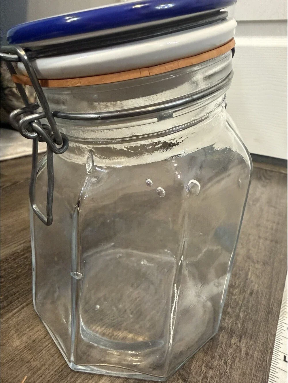 Geese Set Of 2 Vintage Italian Glass Canister Storage Jars w/Locking Cottagecor